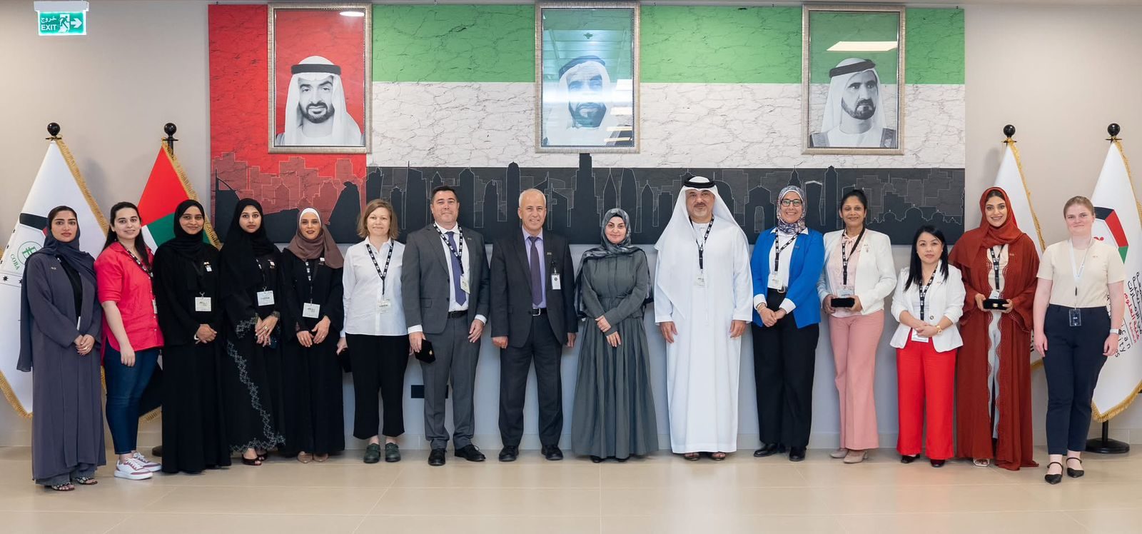CMS Holoul and AUE teams in the university lobby